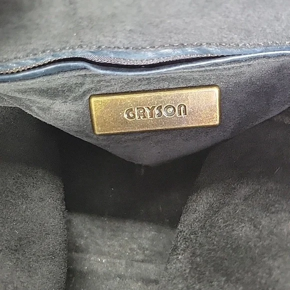 Gryson Black/Blue Pebble Leather Tote Bag
